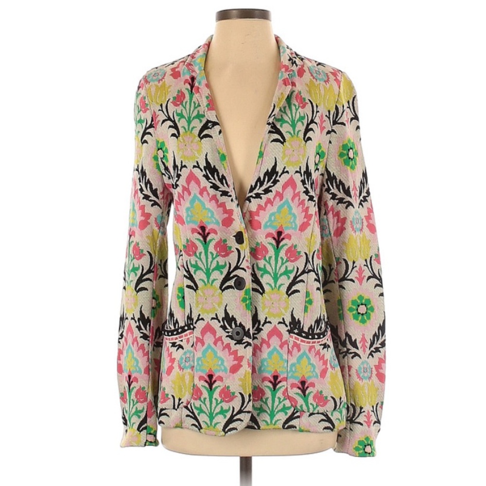 Aldomartins (Anthropologie) bold boho soft floral blazer  *Made in Spain*